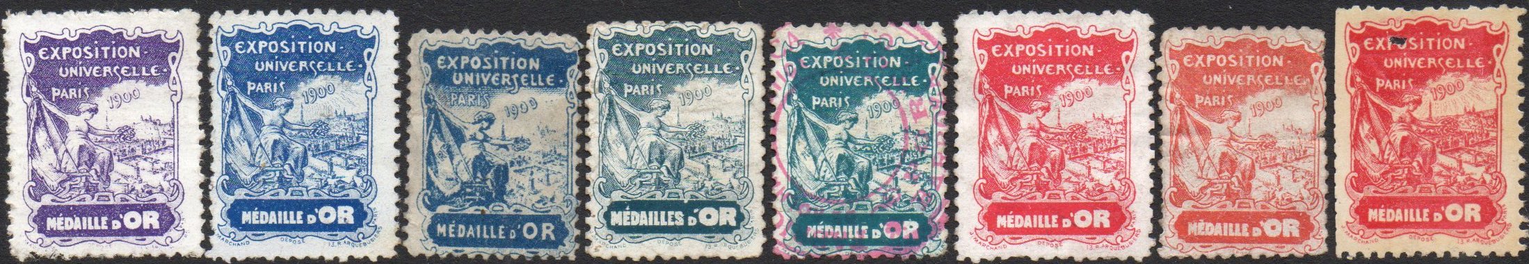 Vignettes / Cinderellas Paris Expo 1900 : Medaille d'Or stamps.
